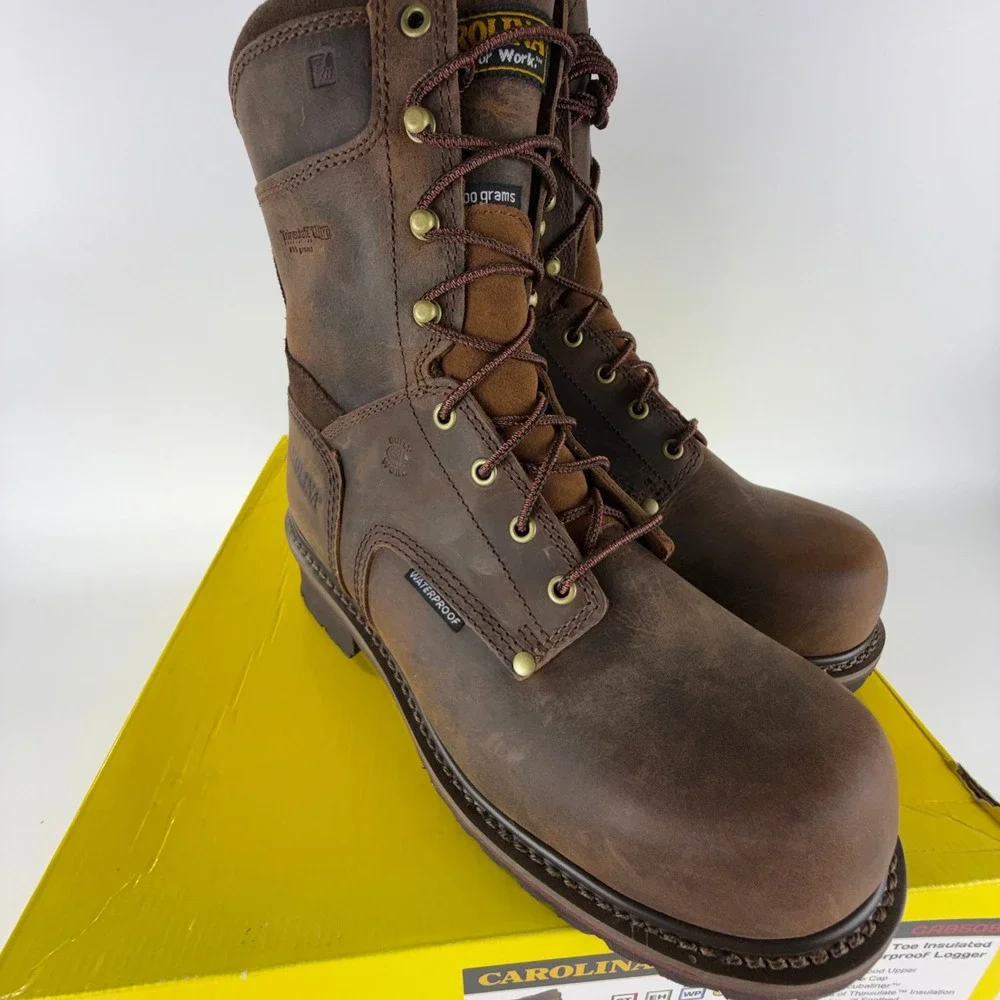 Carolina CA8508 Men 9 Inch Broad Toe Insulated‎ Waterproof Logger Boots 10 2E